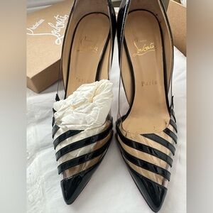 Christian Louboutin Black Striped Heels